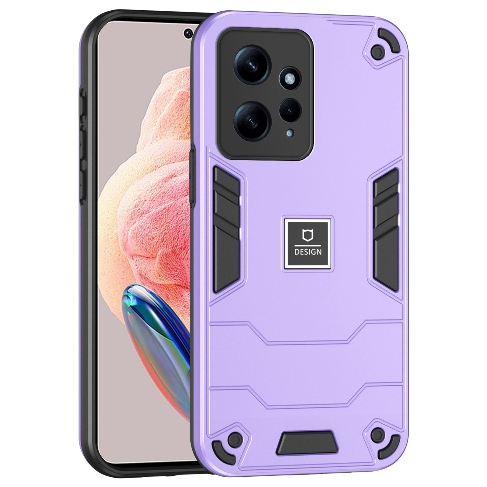 For Xiaomi Redmi Note 12 4G Case 2 in 1 Shockproof Phone Cover Oil-proof - Purple For Xiaomi Redmi Note 12 4G Case 2 in 1 Shockproof Phone Cover Oil-proof - Purple